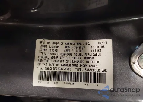 2013 Honda Accord Lx z USA, uszkodzony, nr VIN 1HGCR2F31DA258786